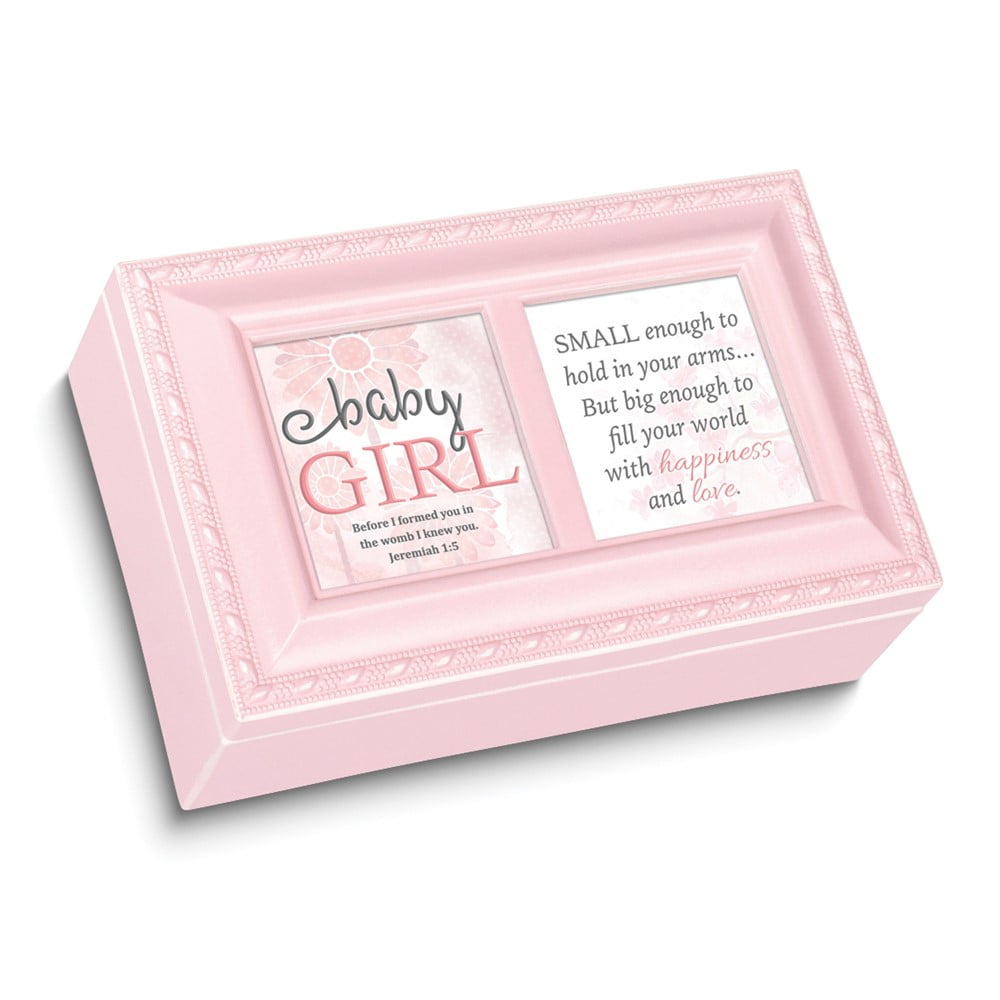 Treasured Wishes Baby Pink Baby Girl Resin Music Box: JESUS LOVES ME QGM22928