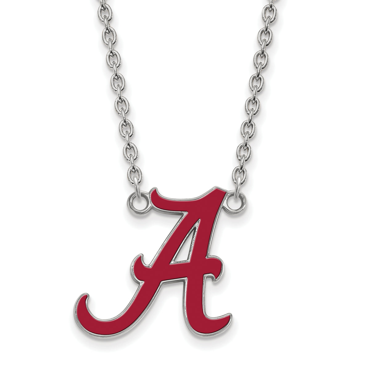 Sterling Silver Official Licensed Collegiate 18in University of Alabama (UA) Large Enamel Pendant. w/Necklace