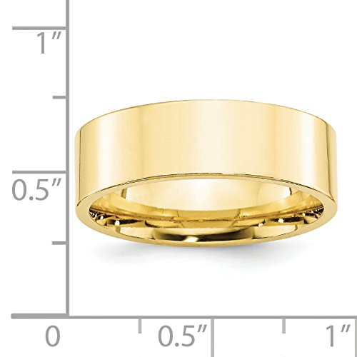 10k Yellow Gold 7mm Standard Weight Flat Comfort Fit Wedding Band Size 8.5