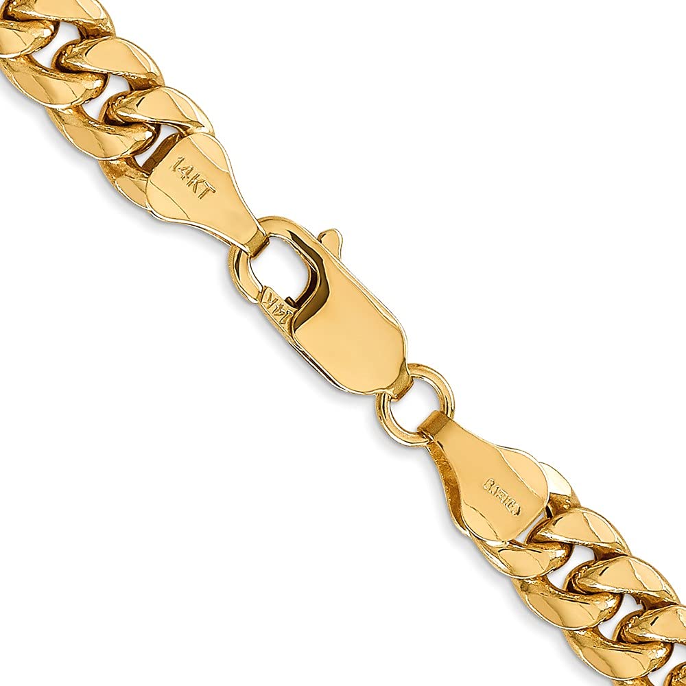 14K 8 inch 6.75mm Semi-Solid Miami Cuban with Lobster Clasp Bracelet