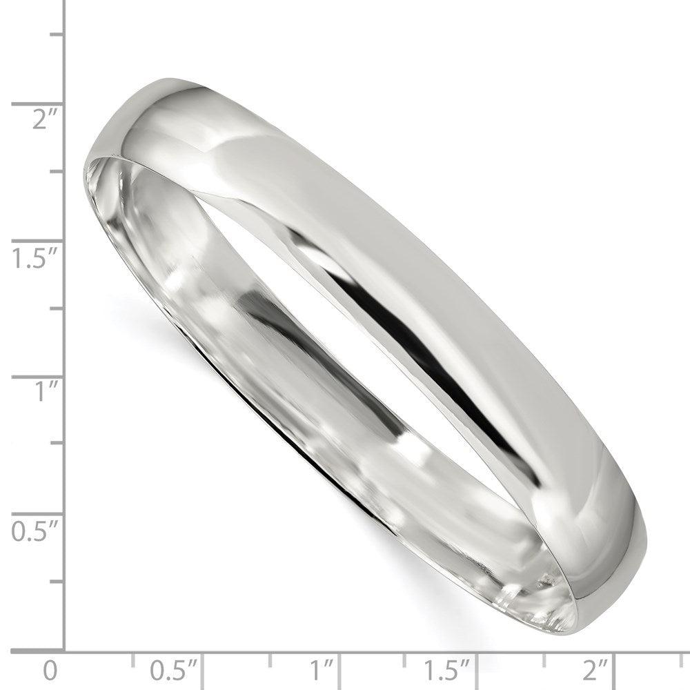 Sterling Silver 9.75mm Solid Polished Plain Slip-On Bangle Bracelet 7.5 inches