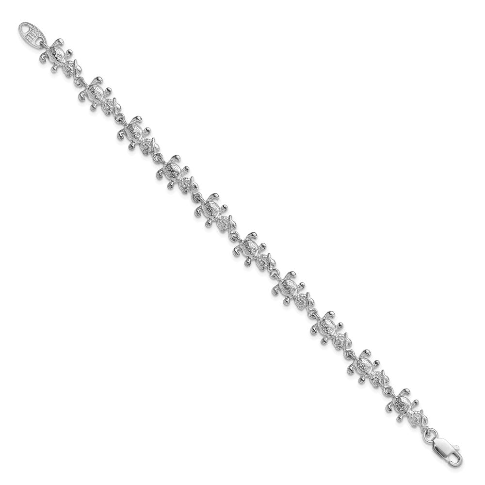 Sterling Silver Polished Bears with Hats Bracelet