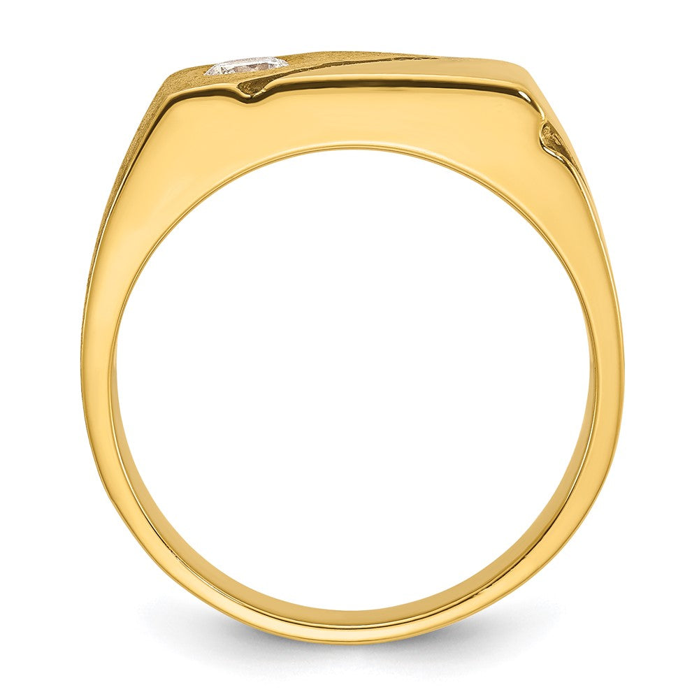 14k IBGoodman Men's Polished and Satin Diamond Signet Ring Mounting