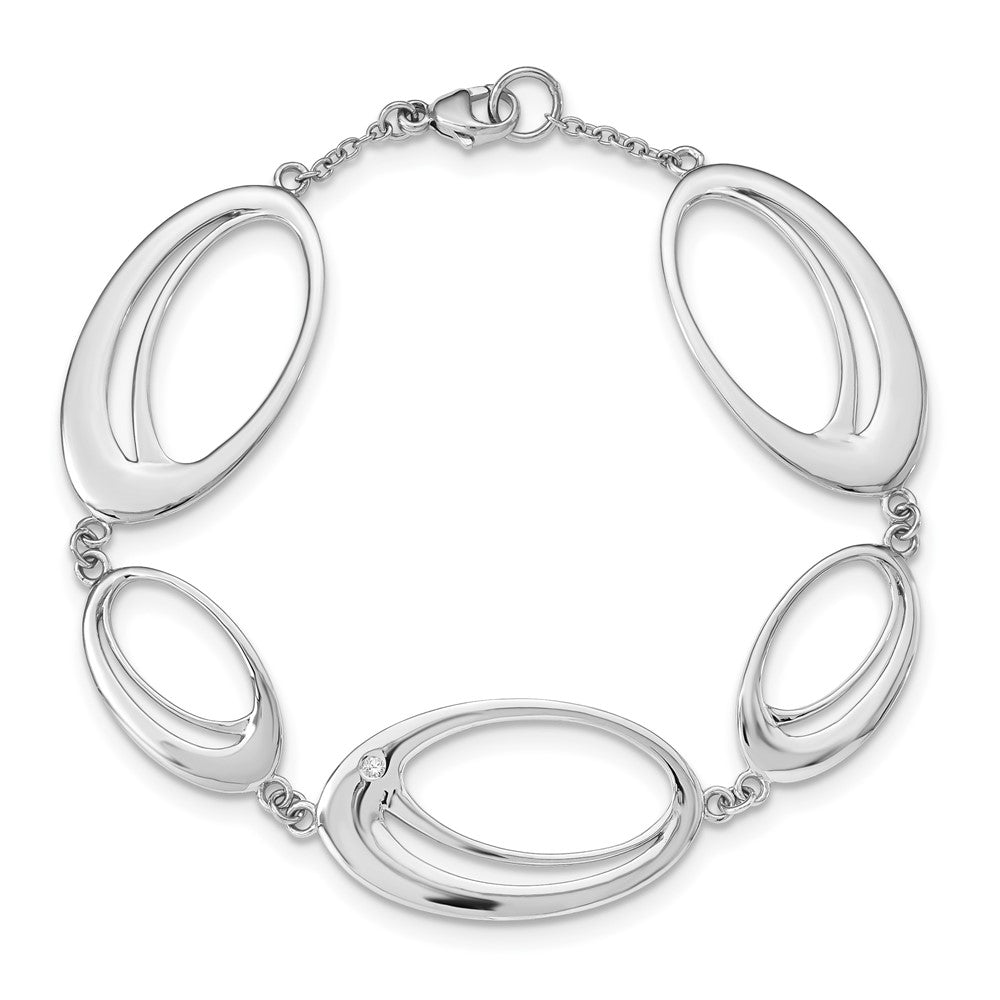 White Ice Sterling Silver Rhodium-plated Diamond 7 Inch Fancy Ovals Bracelet 7 inches