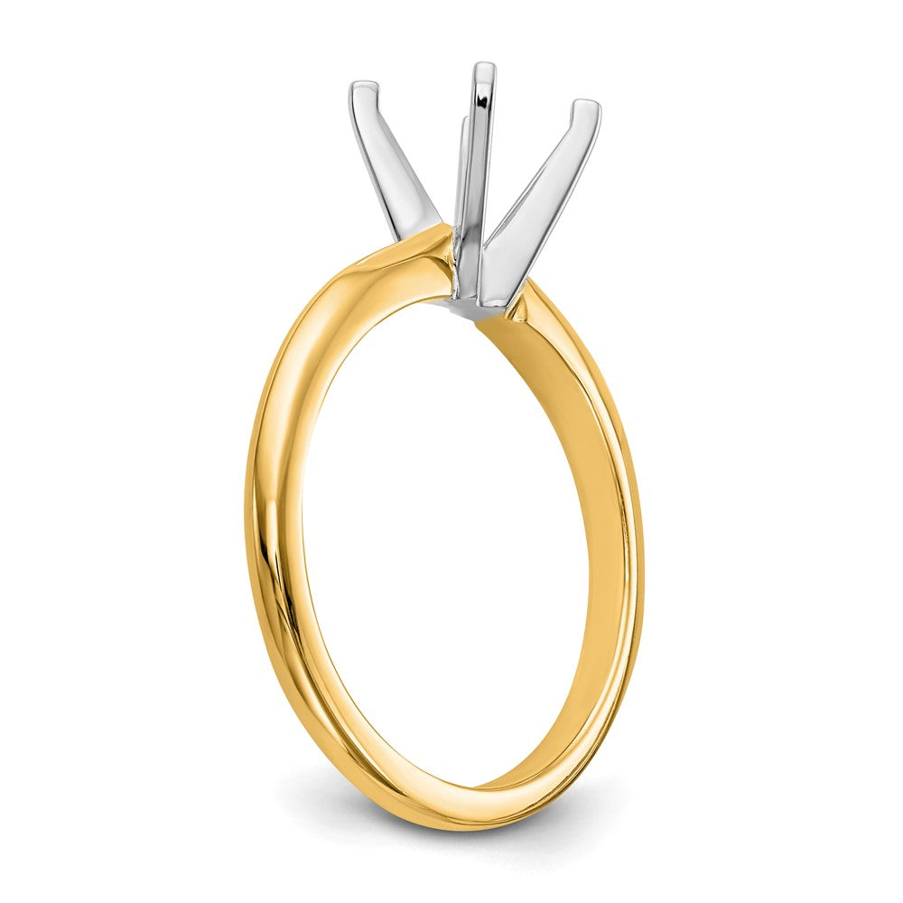14k Two-Tone 3/4 carat Lightweight Knife Edge/Half-Round 4-Prong Round Solitaire Ring Mounting