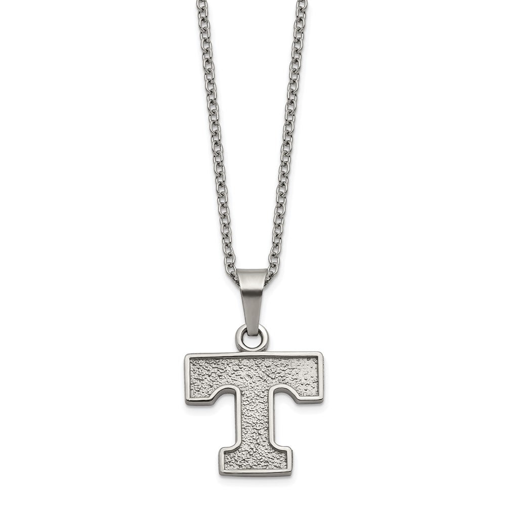 Stainless Steel LogoArt University of Tennessee Letter T Pendant 18 inch Necklace with 2 inch Extender QST516UTN