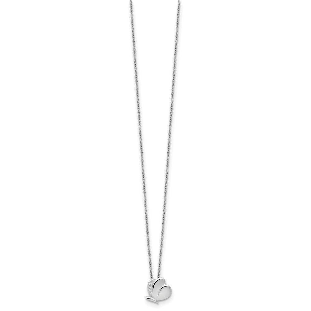 White Ice Sterling Silver Rhodium-plated 18 Inch Diamond Butterfly Necklace with 2 Inch Extender 18 Inches