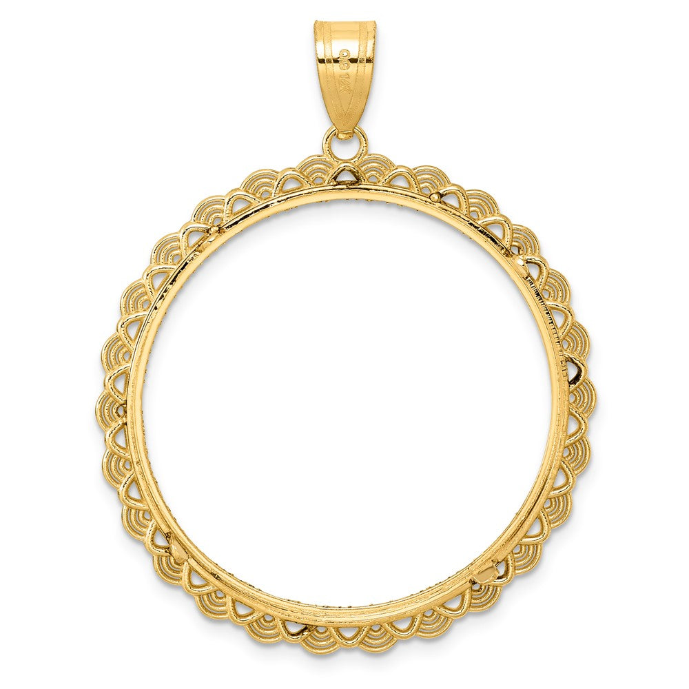 14k Diamond Cut Rainbow with 32.0mm Prong Coin Bezel Pendant