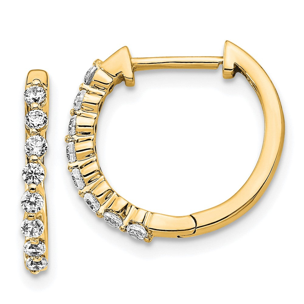14K Gold Diamond Hinged Hoop Earrings