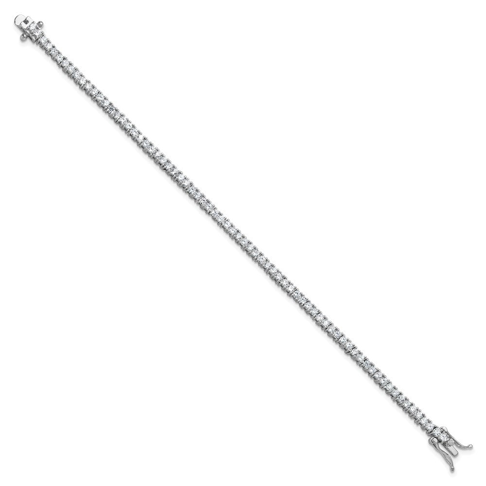 Cheryl M Sterling Silver Rhodium-plated Polished CZ with Safety Clasp Tennis Bracelet 6.75 inches