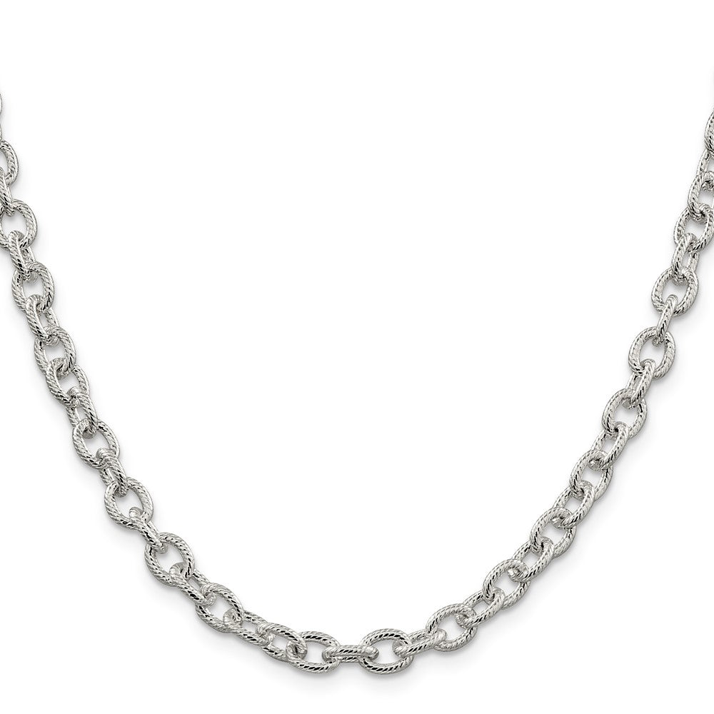 Sterling Silver 6.25mm Fancy Patterned Rolo Chain 20 Inches