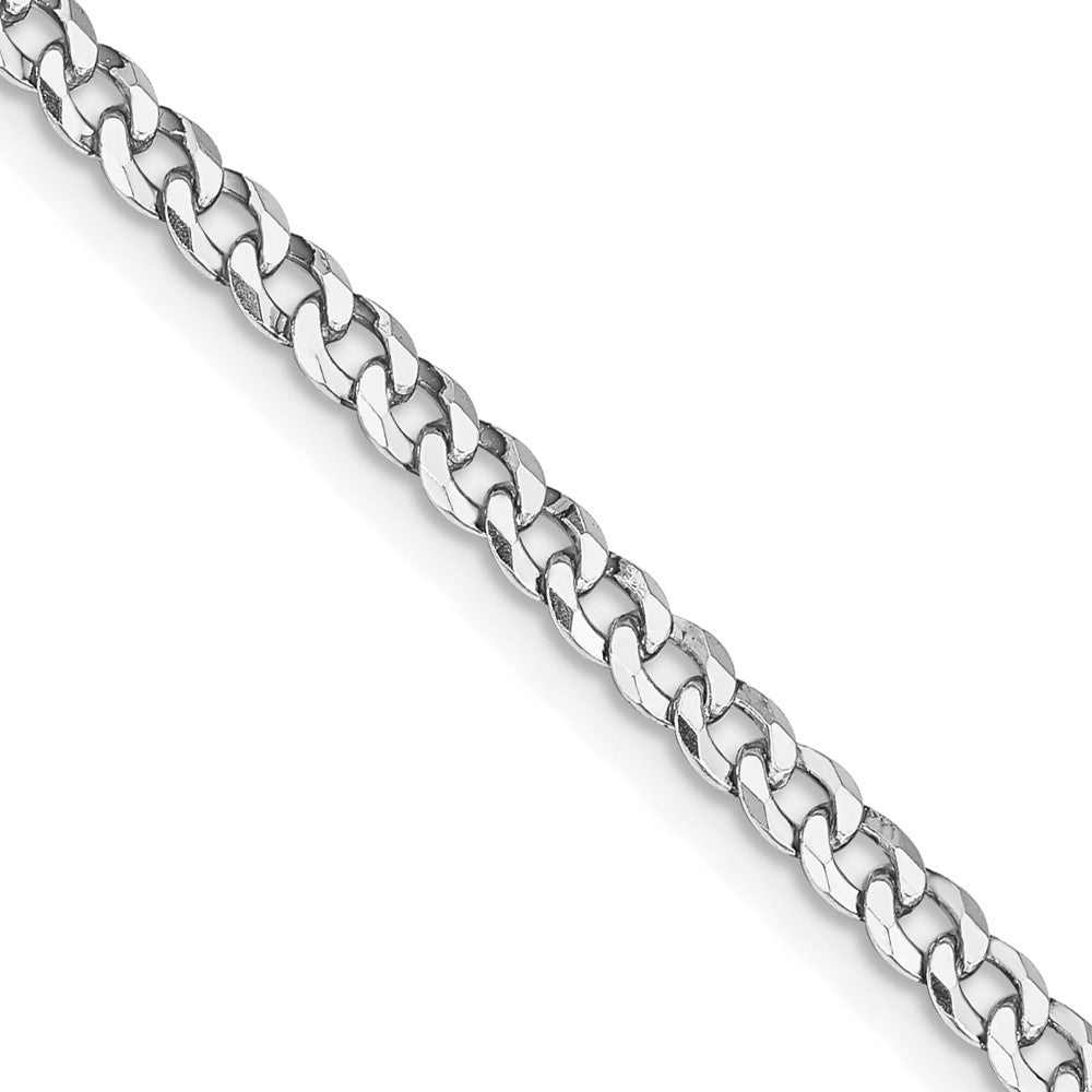 Sterling Silver Rhodium-plated 3.2mm Beveled Curb Chain 18 Inches