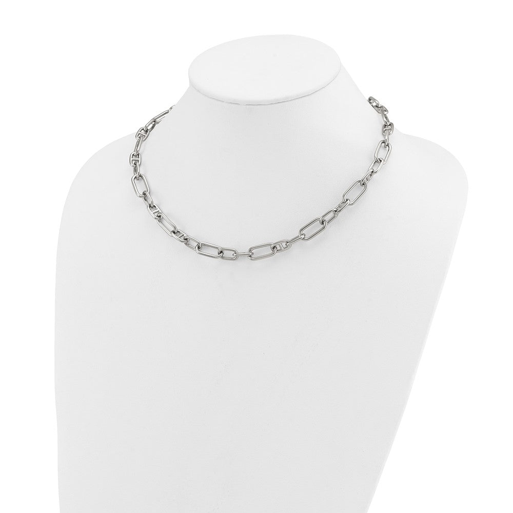 Chisel Stainless Steel Polished 9mm 16 inch Plus  2 inch Extension Open Link Necklace