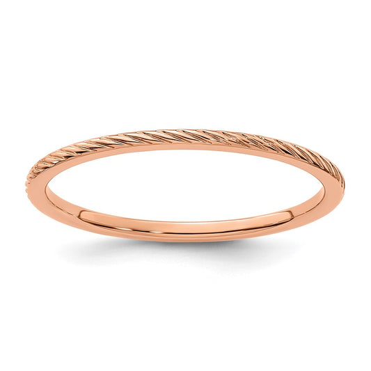 10K Rose Gold 1.2mm Twisted Wire Pattern Stackable Band Size 7
