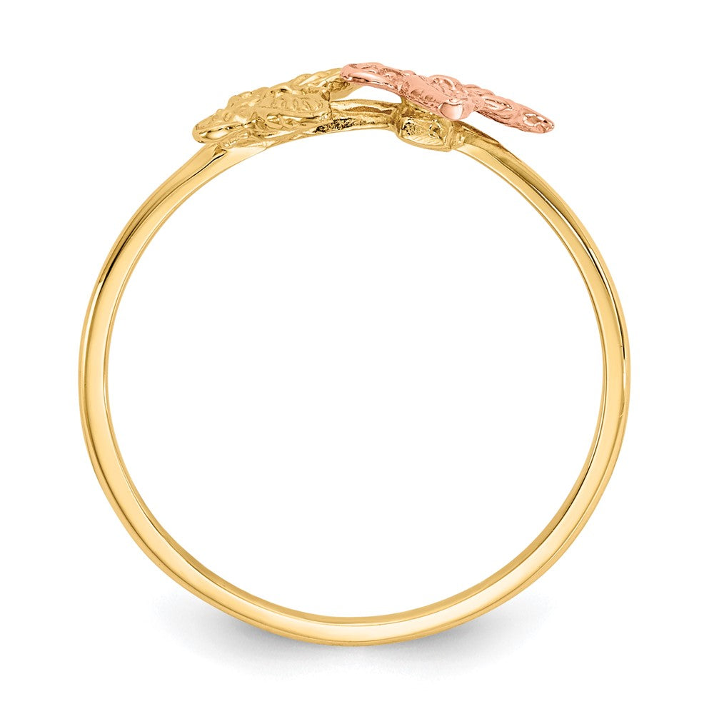 14k Two-Tone Polished Butterfly Ring Size 7