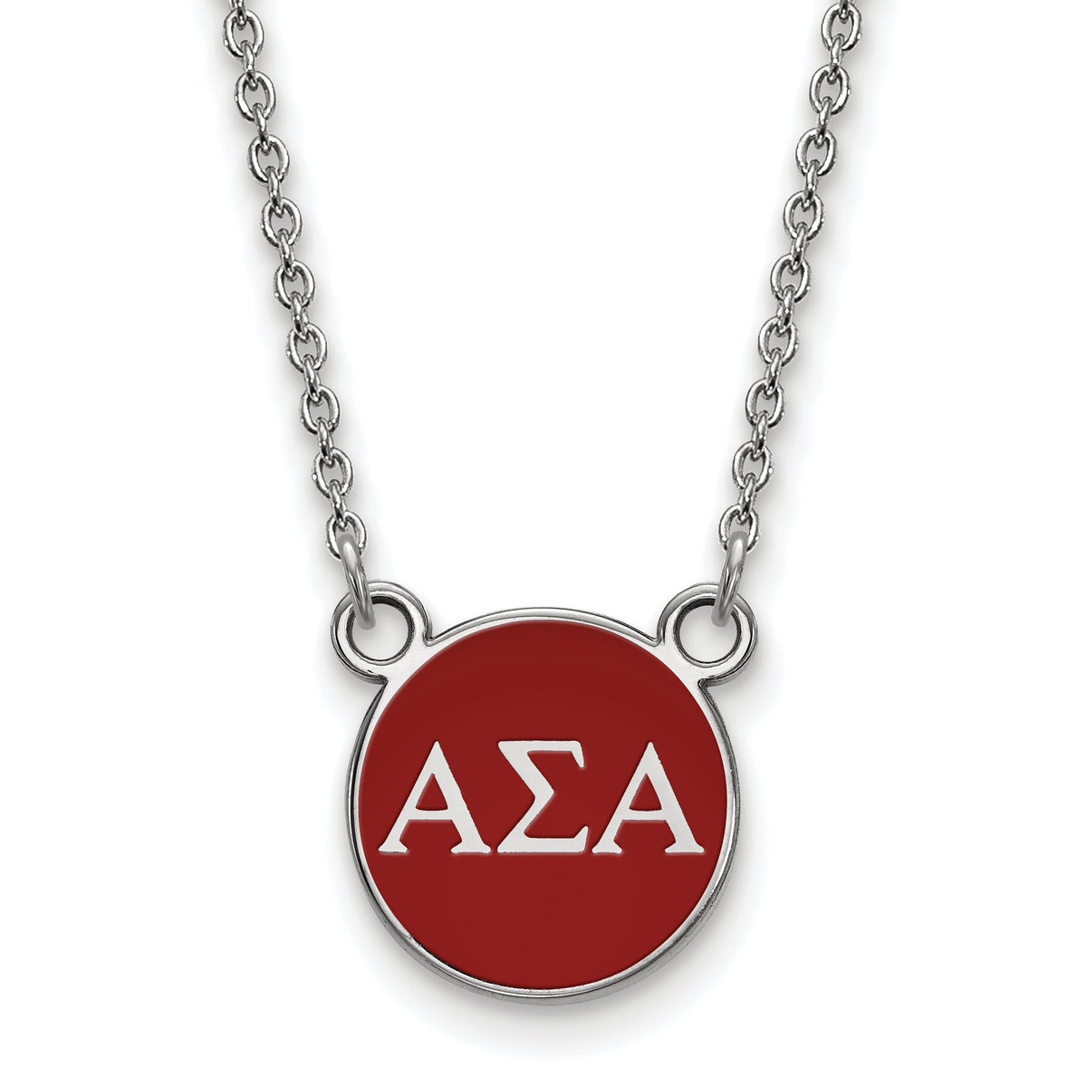 Sterling Silver 18in Official Licensed Greek Sororities Alpha Sigma Alpha (???) XS Enamel Pendant w/Necklace