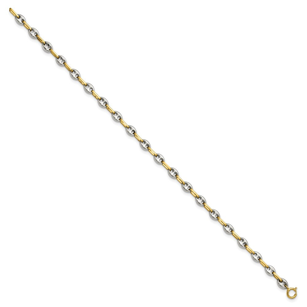 Chisel Stainless Steel Polished with 14K Gold Accent 7.5 inch Mariner Link Bracelet 7.25 inches