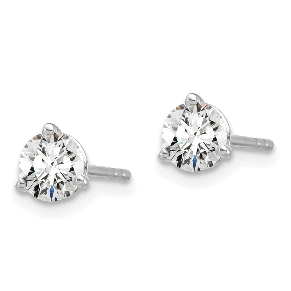 14k White Gold 7/8 ctw Lab Grown Diamond VS/SI+ G+ Round 3 Prong Heavy Wt. Stud Earrings