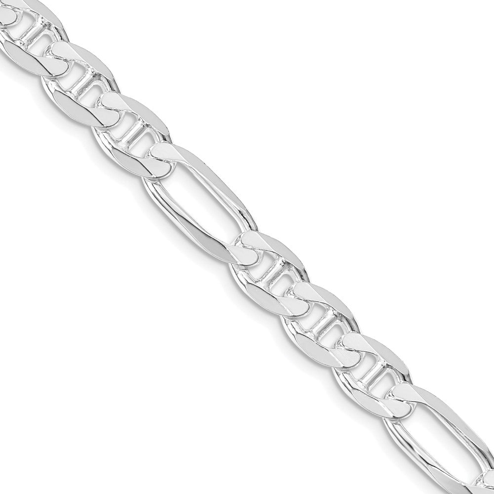 Sterling Silver Rhodium-plated 7.5mm Figaro Anchor Chain 24 Inches