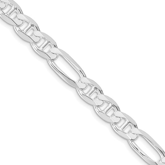 Sterling Silver Rhodium-plated 7.5mm Figaro Anchor Chain 24 Inches