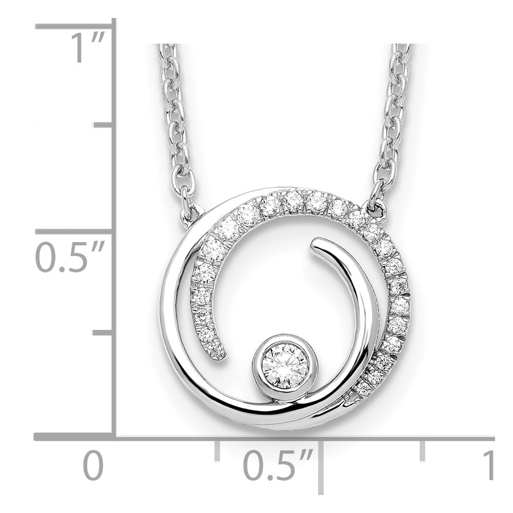14k White Gold 1/5 carat Lab Grown Diamond VS/SI+ G+ 18 inch Fancy Swirl Circle Design Necklace