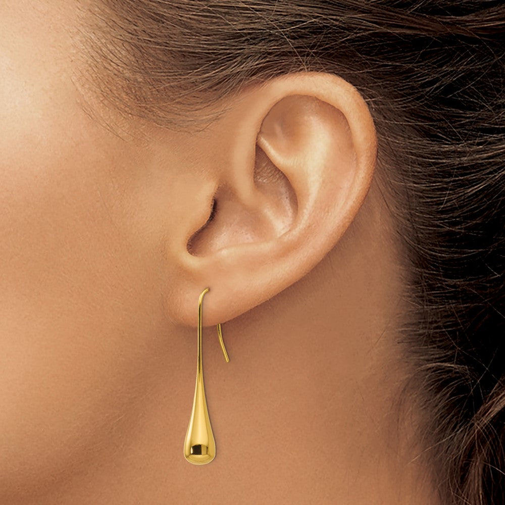 Stainless Steel Polished Yellow IP-plated Shepherd Hook Earrings