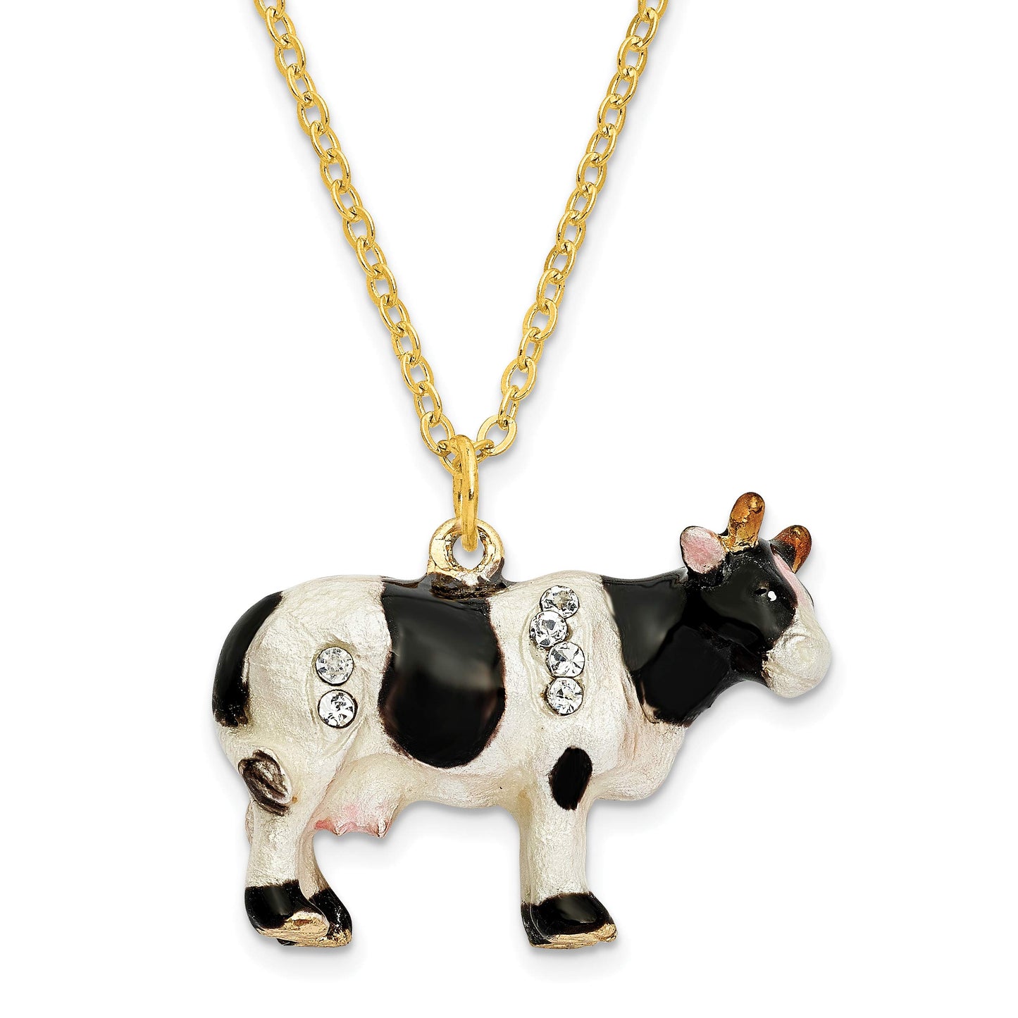 Pewter Black White Cow Trinket Box