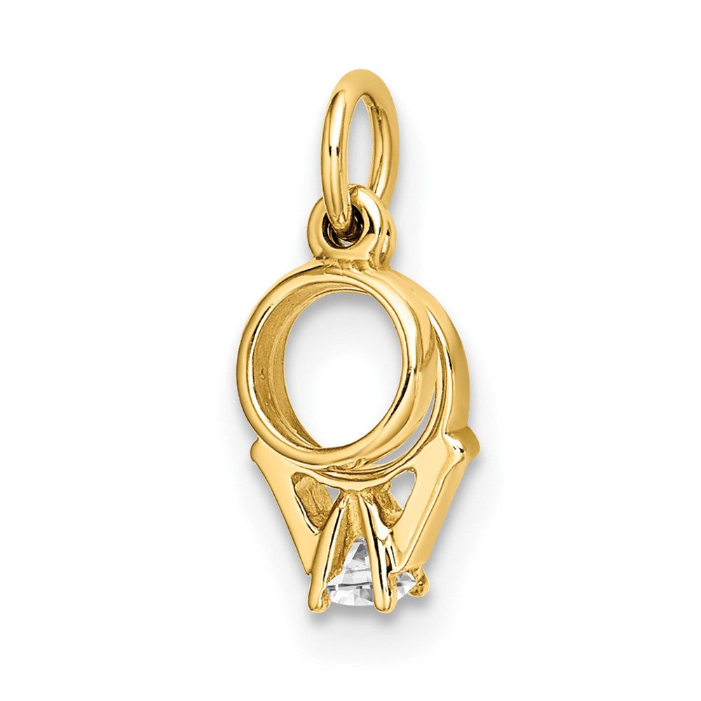 14k CZ Mini 3D Wedding Ring Charm