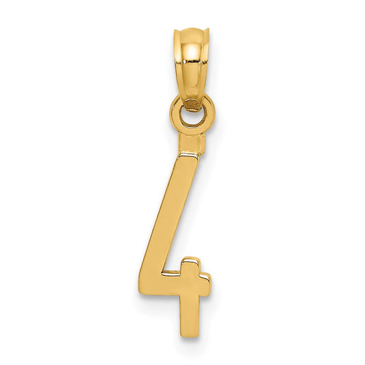 14k Polished Number 4 Pendant