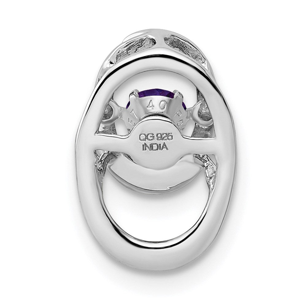 Sterling Silver Rhodium Amethyst Birthstone Vibrant Chain Slide