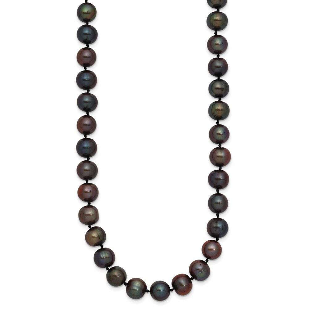 14k 8-9mm Black Near-Round Freshwater Cultured Pearl 24 inch Necklace