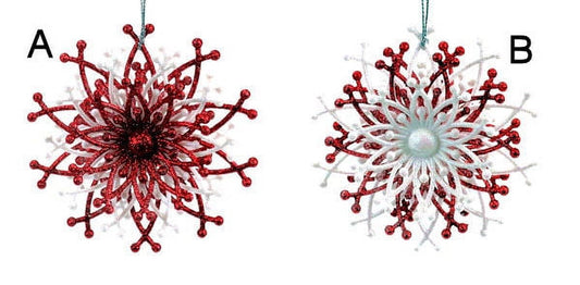 1 Pc Global Treasure Red/White Spiral Snowflake Ornament-(B) White Center (P1701031/R3W2R)