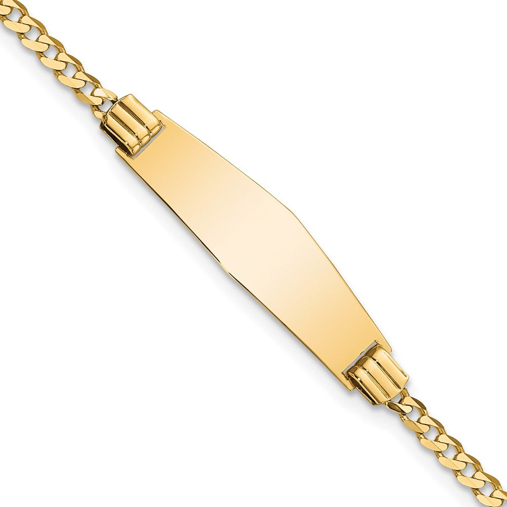 14k Soft Diamond Shape Curb Link ID Bracelet 7  inches
