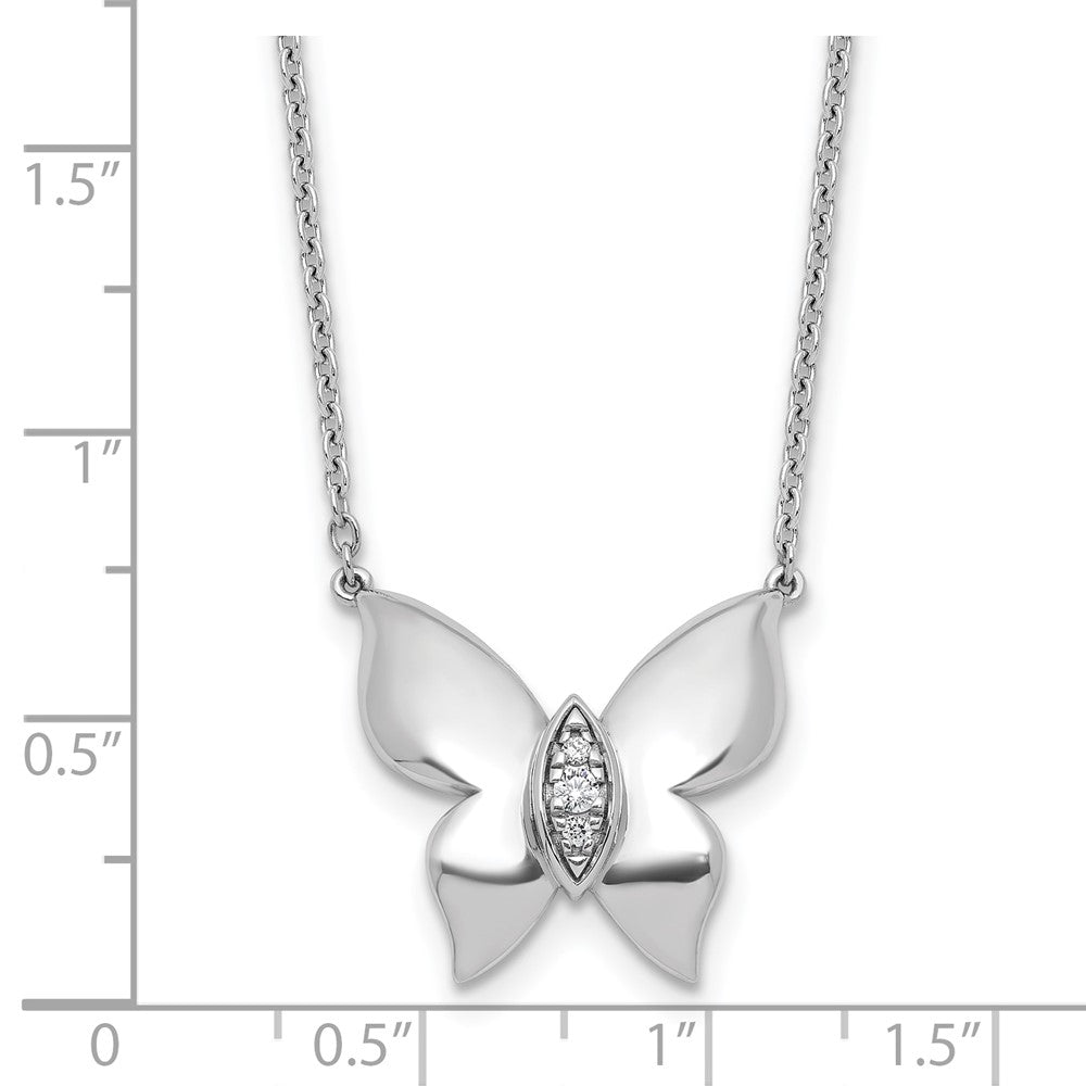 White Ice Sterling Silver Rhodium-plated Diamond Butterfly 18 inch Necklace plus 2 inch Extender 18 Inches