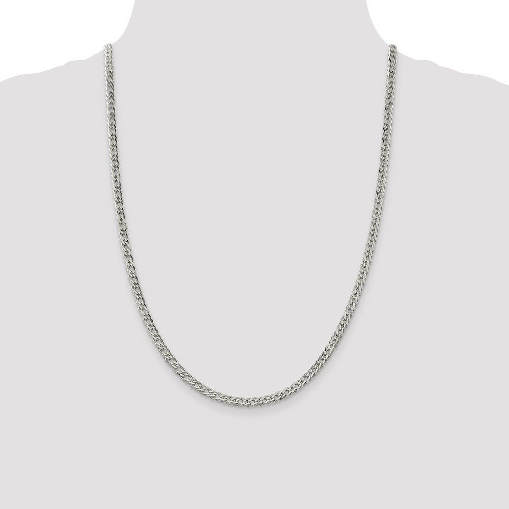 Sterling Silver 4.25mm 6 Side D/C Flat Double Curb Chain 24 Inches
