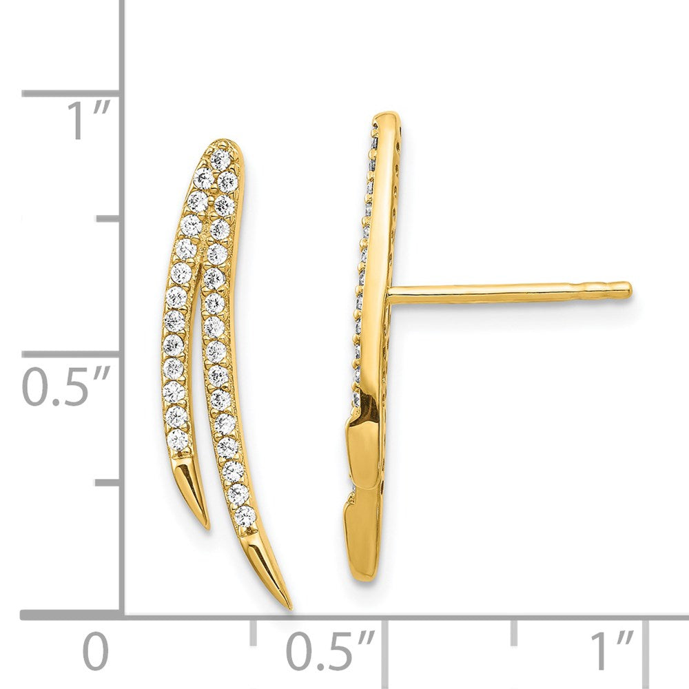 14K CZ Ear Climber Earrings