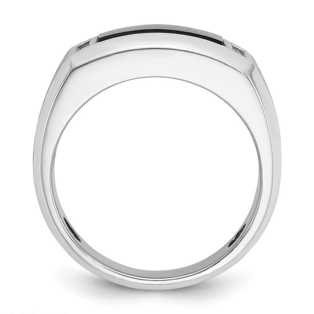 14k White Gold IBGoodman Men's Satin Onyx and 1/15 carat Diamond Complete Ring