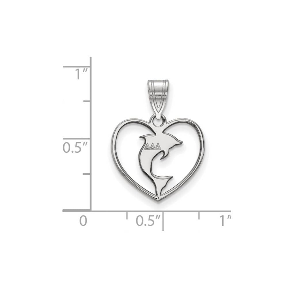 Sterling Silver Official Licensed Greek Sororities Delta Delta Delta (???) Heart Pendant