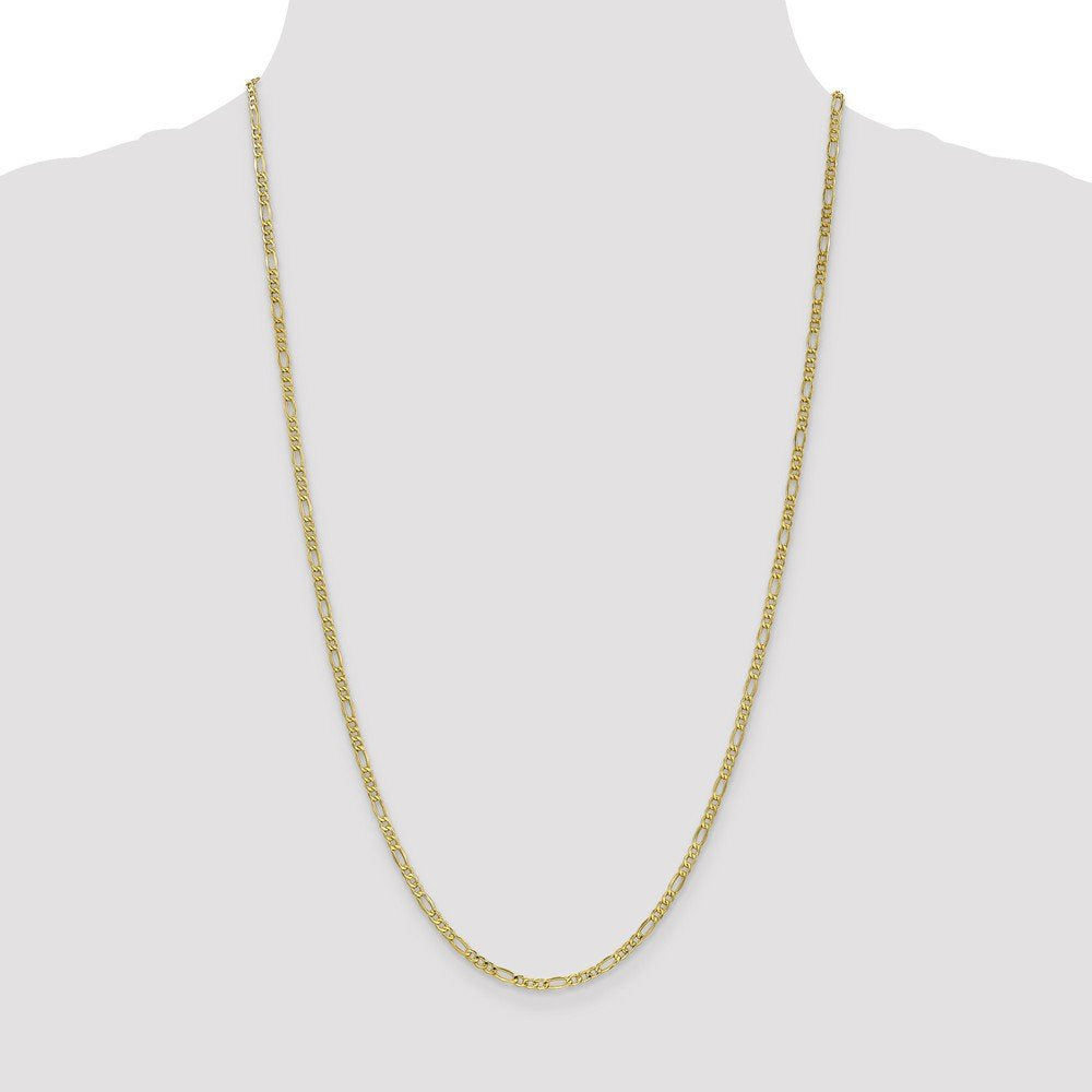 10k 2.5mm Semi-Solid Figaro Chain Anklet