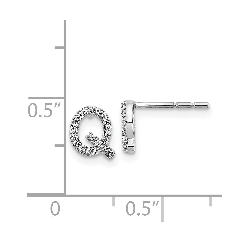 14k White Gold Diamond Initial Q Earrings