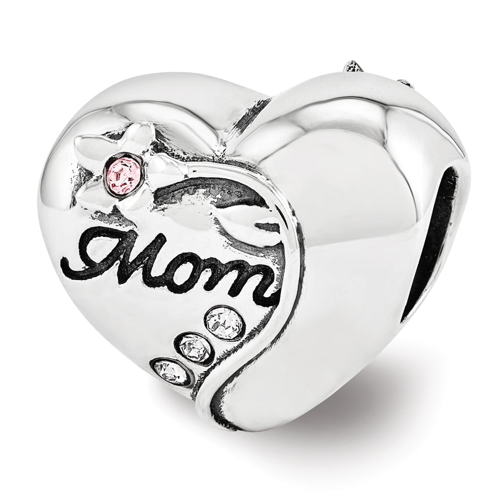Sterling Silver Reflections Crystals Mother's Heart Bead