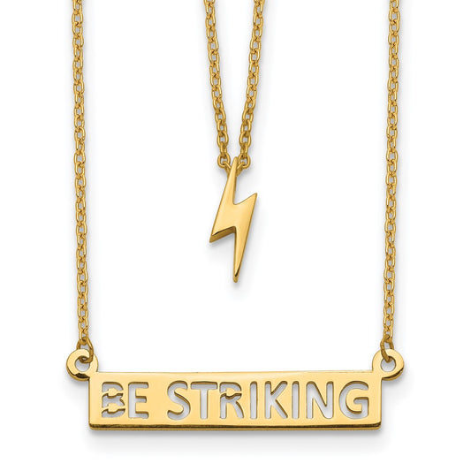 14k Two-Strand Polished Lightning & Be Striking Bar Necklace