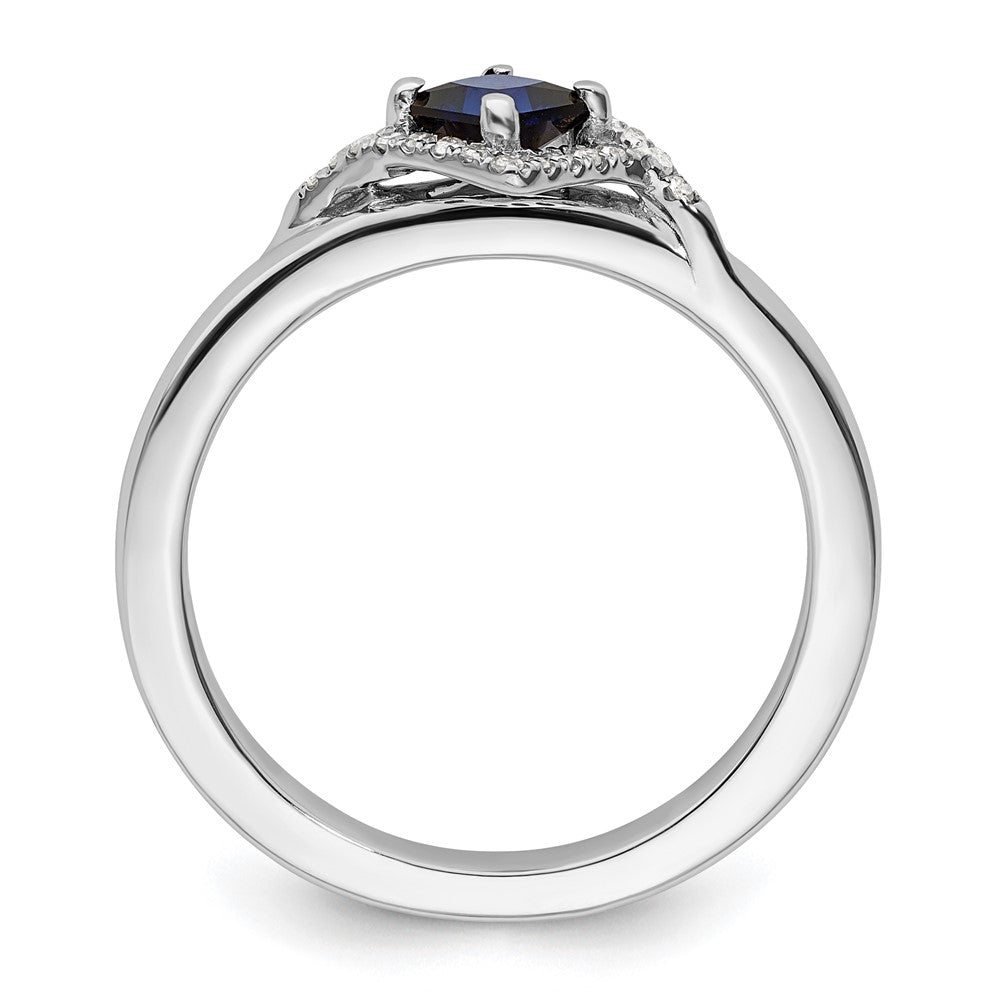 Sterling Silver Stackable Expressions Polished Cr. Sapphire & Dia Ring Size -9