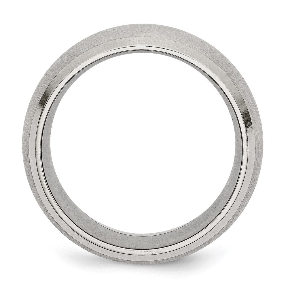 Stainless Steel Brushed and Polished 10mm Beveled Edge Band Size - 10.5