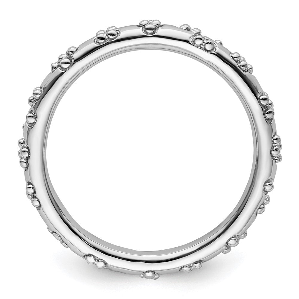 Sterling Silver Stackable Expressions Rhodium Textured Ring Size -5