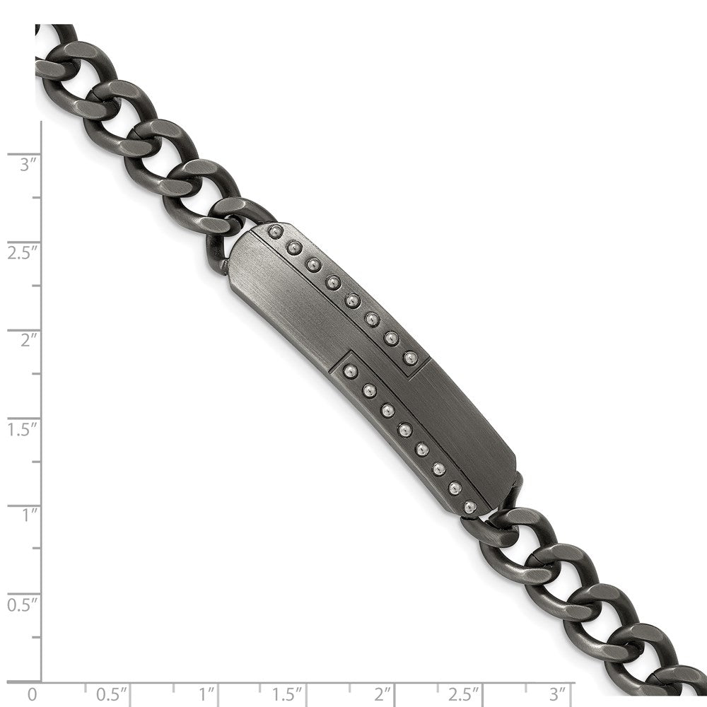 Stainless Steel Matte Finish Gun Metal IP-plated 9in ID Bracelet 9 inches