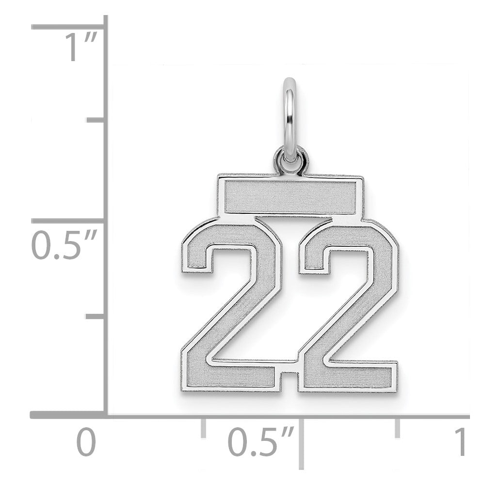 Sterling Silver/Rhodium-plated Satin Number 22 Charm
