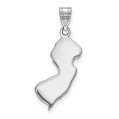 Sterling Silver/Rhodium-plated New Jersey State Pendant