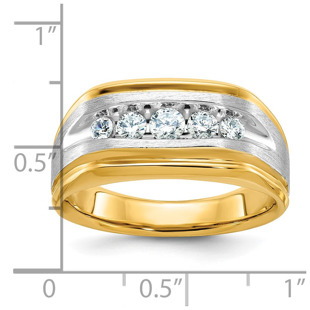 IBGoodman 14k Two-tone Men's Polished Satin and Grooved 5-Stone Ring Mounting