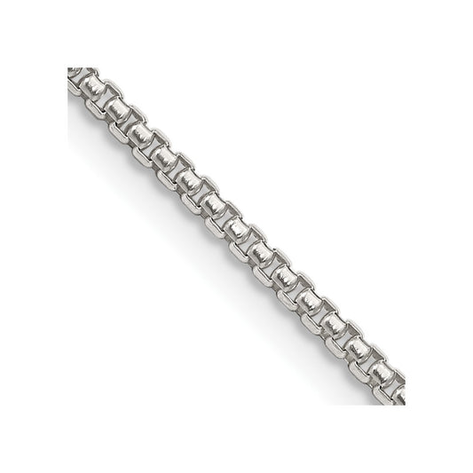 Sterling Silver 1.75mm Round Box Chain 36 Inches